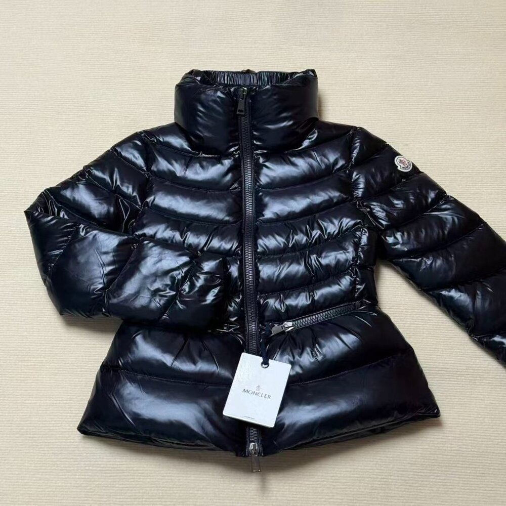 Moncler Black Glossy Slim-Fit Down Jacket, Women's Size L